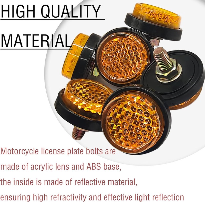GolTHd 6PCS Mini Reflector with Screw Nut Type M5 Universal Screw Tag Bolt Round Reflective for Motorcycle Bicycle Bike - Yellow - Image 4